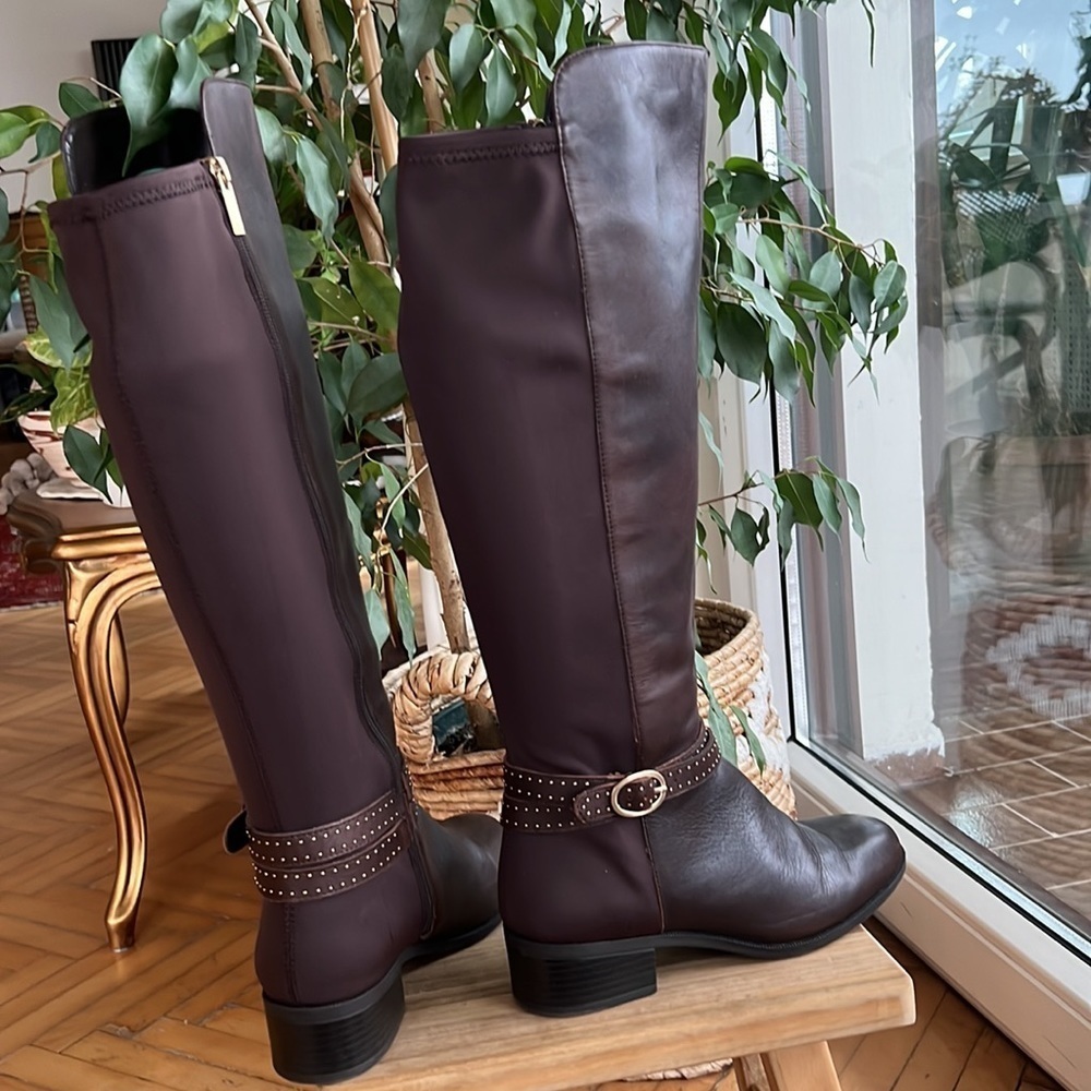 Bandolino Brown leather riding tall boots women size 7.5 - Picture 6 of 17